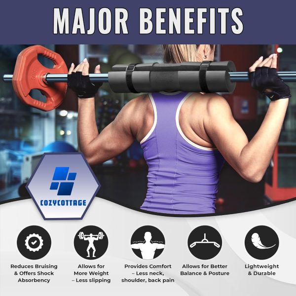Barbell Pad Set for Hip Thrust, Squats & Weightlifting – 9Pcs Gym Set with - Image 3