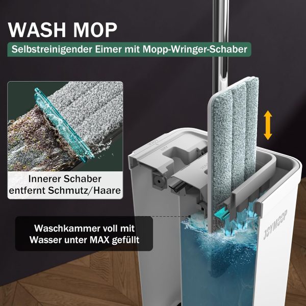 JOYMOOP Mop and Bucket with Wringer Set for Home, Flat Mop and Bucket - Image 2