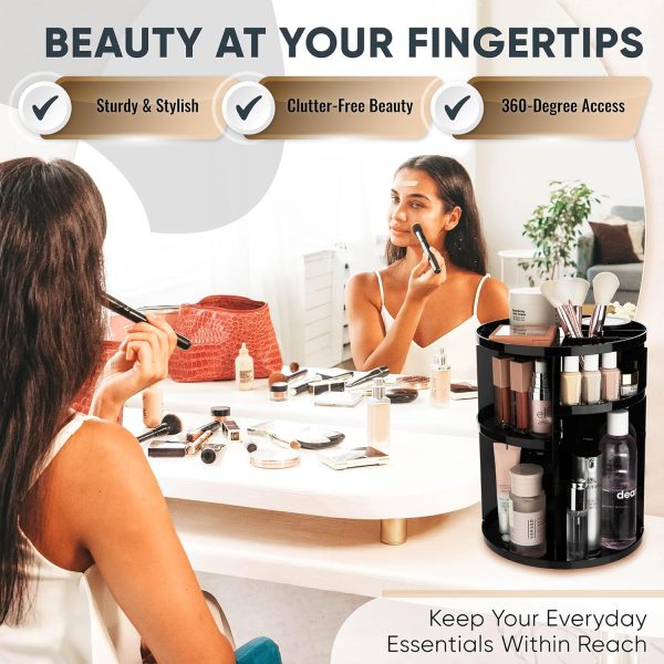 360 Rotating Makeup Organizer - Adjustable Shelf Height and Fully - Image 3