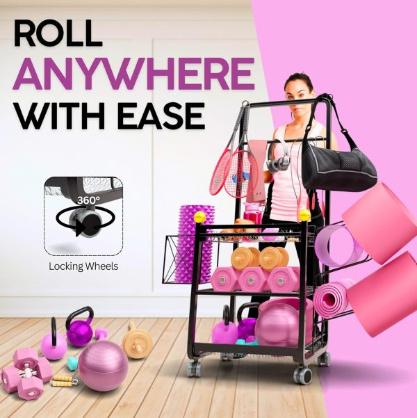 Weight Rack for Home Gym with 6 Exercise Mats - Durable Metal Dumbell Rack, - Image 5