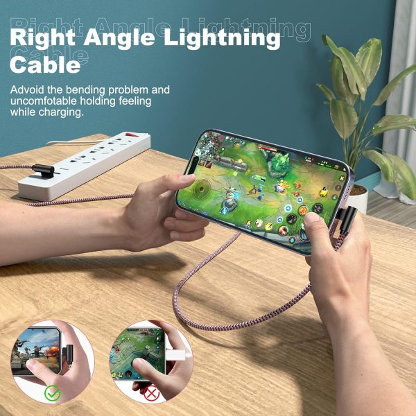 3 Pack iPhone Charger 10FT [Apple MFi Certified] Right Angle Lightning - Image 4