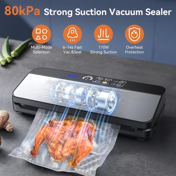 Vacuum Sealer Machine, Food Sealer Machine 80KPA Fully Automatic 8-IN-1 - Image 2