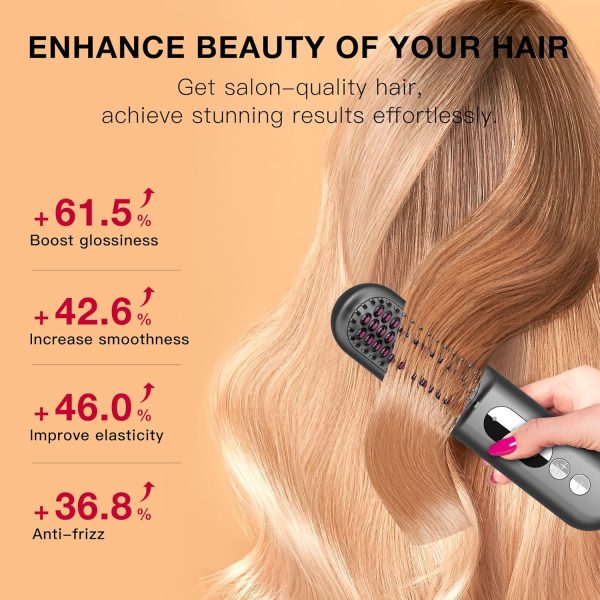 Hair Straightener Brush, Hair Straightening Brush Comb, Negative Ions - Image 3