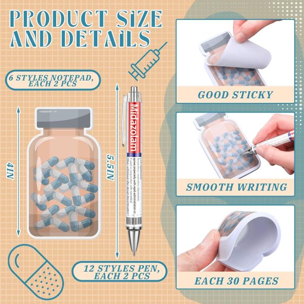 24 Pharmacy Pens Gifts for Nurse with 12 Nurse Sticky Notes Nurse - Image 3
