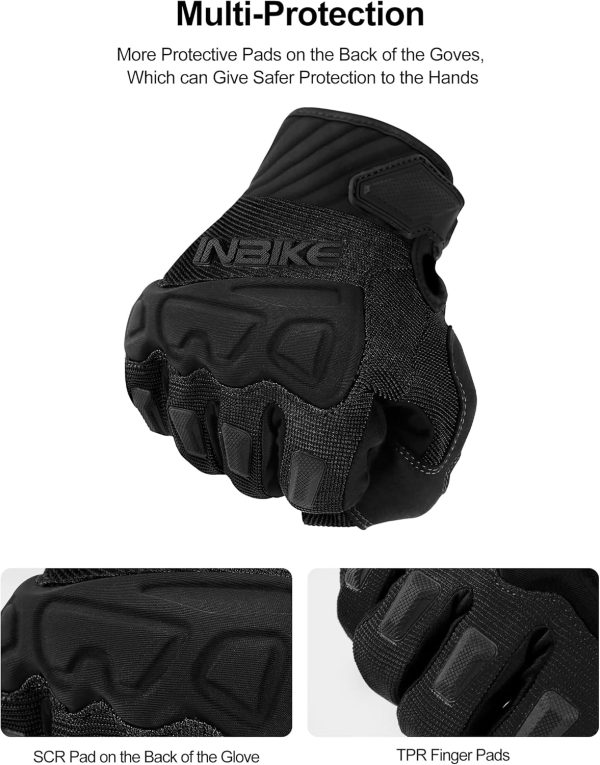 INBIKE Mountain Bike Gloves for Men Knuckle Guard Padded Men's Cycling - Image 3