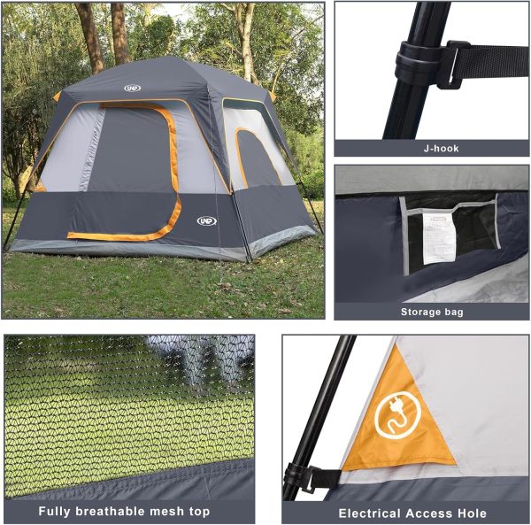 UNP 4-Person Tent, Portable Cabin Tent, Camping Tent 4-Person Easy Set Up, - Image 4
