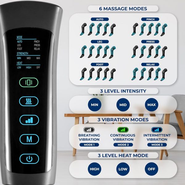 SereneLife Air Compression Leg Massager, Full Leg Massager with Heat and - Image 5
