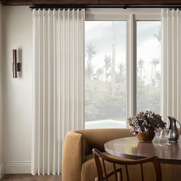 Greige Linen 102 Inch Curtains 72 Inch Wide for Living Room Privacy Pinch - Image 7