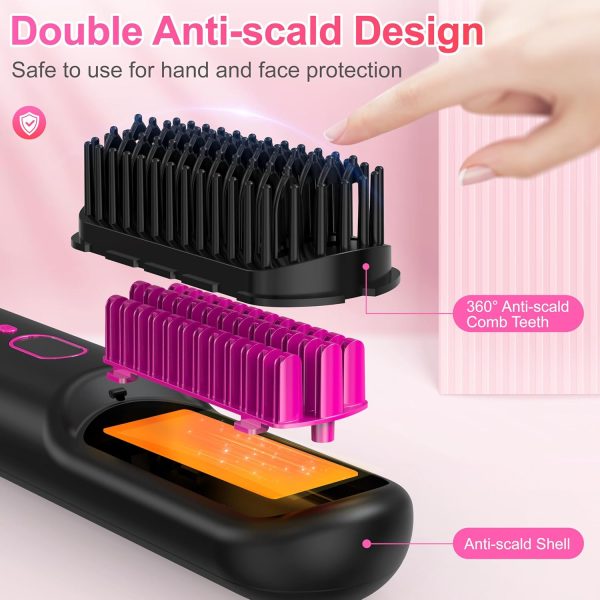 Mini Portable Cordless Hair Straightener Brush for Travel, Negative Ion Hot - Image 6