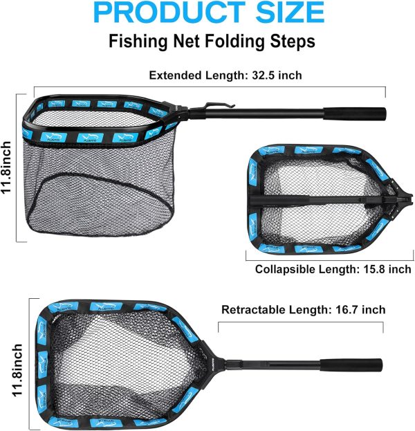PLUSINNO Floating Fishing Net for Steelhead, Salmon, Fly, Kayak, Catfish, - Image 3