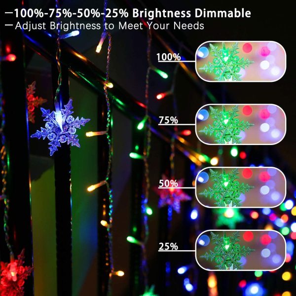 Snowflake Icicle Lights Outdoor, 40ft 360 LED Icicle Christmas Lights - Image 8