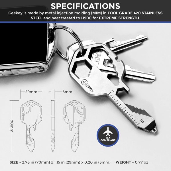 Geekey Multi-tool | Original Key Shaped Pocket Tool | Stainless Steel - Image 5