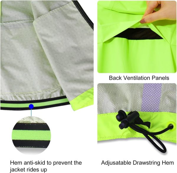 BALEAF Men's Rain Jacket Waterproof Windbreaker Running Cycling Golf Hiking - Image 3