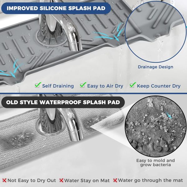 Silicone Faucet Handle Drip Catcher Tray Mat, Silicone Faucet Mat Dish Soap - Image 8