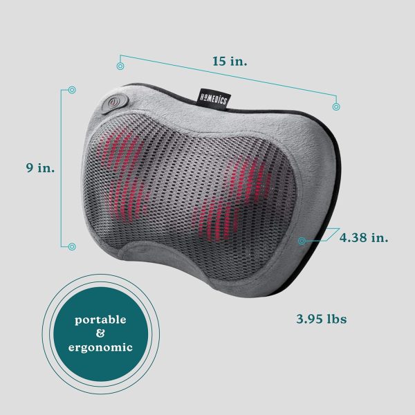 Homedics Cordless Shiatsu All-Body Massage Pillow with Soothing Heat, - Image 8