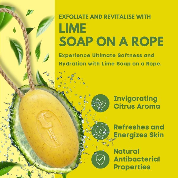 Lime Soap on a Rope 7.76 oz (220 g) Luxury Eco-Friendly Lime Soap, - Image 4