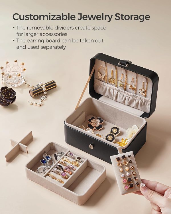 SONGMICS Jewelry Box, Travel Jewelry Case, 2-Layer Jewelry Holder - Image 5