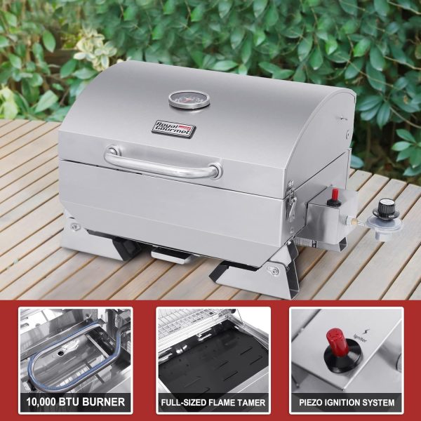 Royal Gourmet GT1001 Stainless Steel Portable Grill, 10000 BTU BBQ Tabletop - Image 5