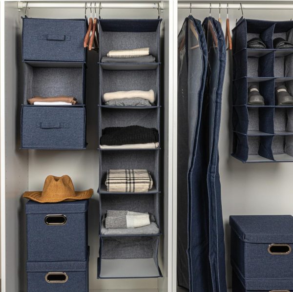 Household Essentials Hanging Cotton Blend Closet Organizer with 6 Storage - Image 4