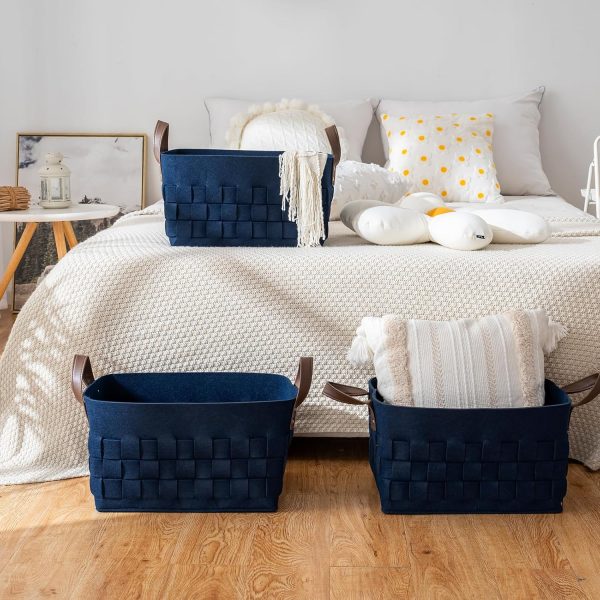 Fabric Storage Bins 3 Pack, Medium 11.8" x7.9" x7 " Rectangular Basket for - Image 6