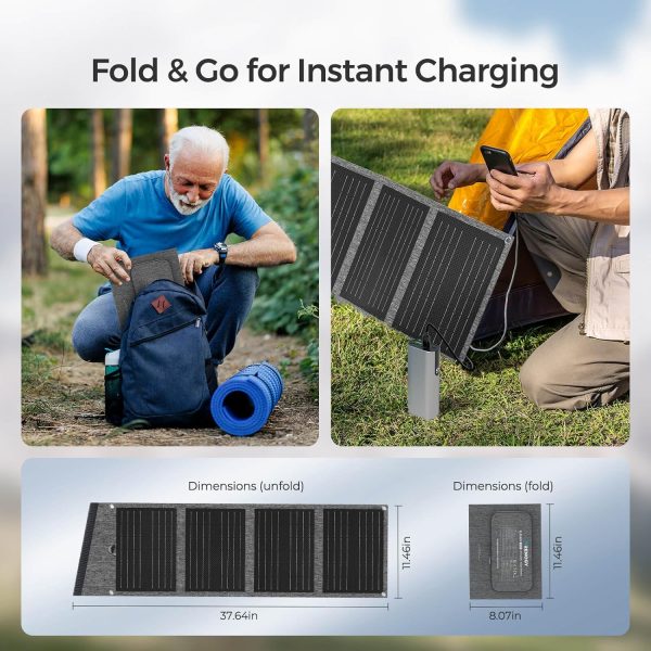 Renogy 30W Portable Solar Charger with 2 USB Ports, Foldable Sunpower Solar - Image 5