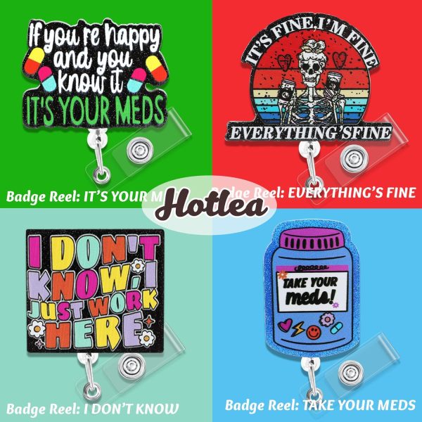 8 PCS Badge Reel Retractable ID Badge Holders Funny Nurse Badge Reel Cute - Image 2
