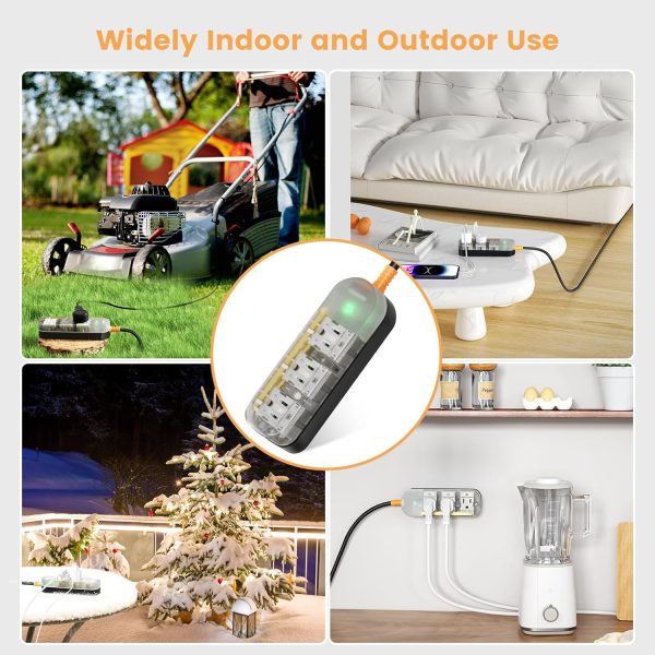 6 FT Extension Cord Outdoor Power Strip Weatherproof, Surge Protector Power - Image 7