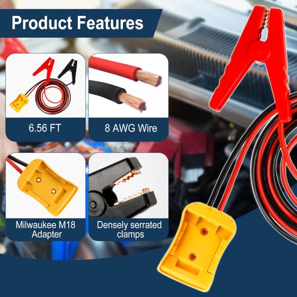 Jumper Cable Clamps Kit Fit for Dewalt 20V Battery, Battery Jumper Starter, - Image 2
