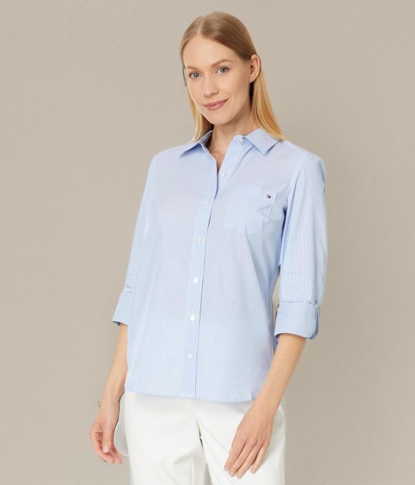 Tommy Hilfiger Women's Button Collared Shirt with Adjustable Sleeves - Image 4