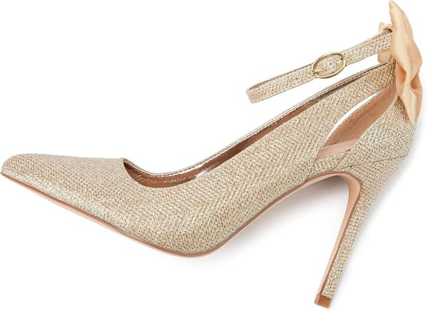 Fashare Womens High Heels Bow Tie Back Sexy Stiletto Ankle Strap Wedding - Image 7