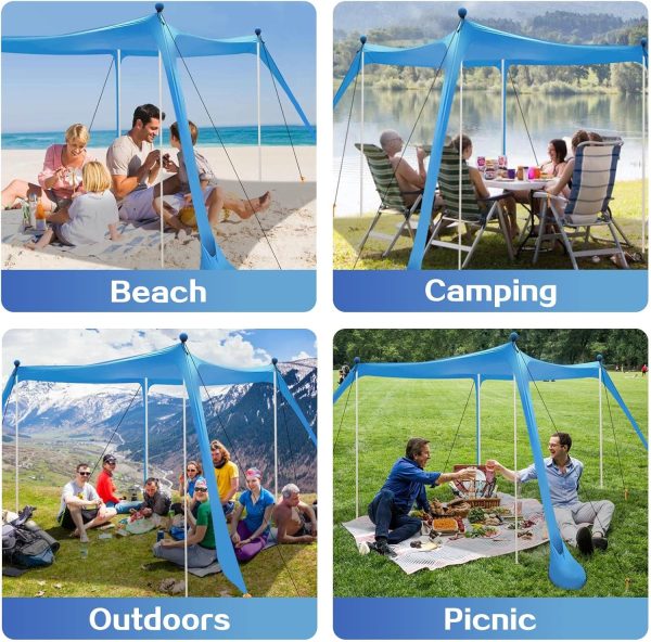 Beach Canopy Beach Tent UPF50+ 11x11 FT Easy to Setup Extra Windproof Rope - Image 7