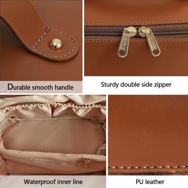 Large Capacity Cosmetic Bag, Travel Cosmetic Storage Bag with Handle, - Image 3