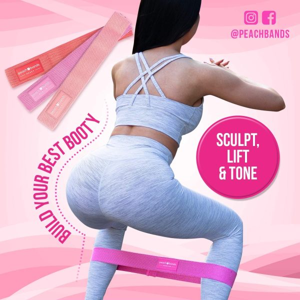 Peach Bands Hip Band Set - Fabric Resistance Bands - Exercise Bands for Leg - Image 2