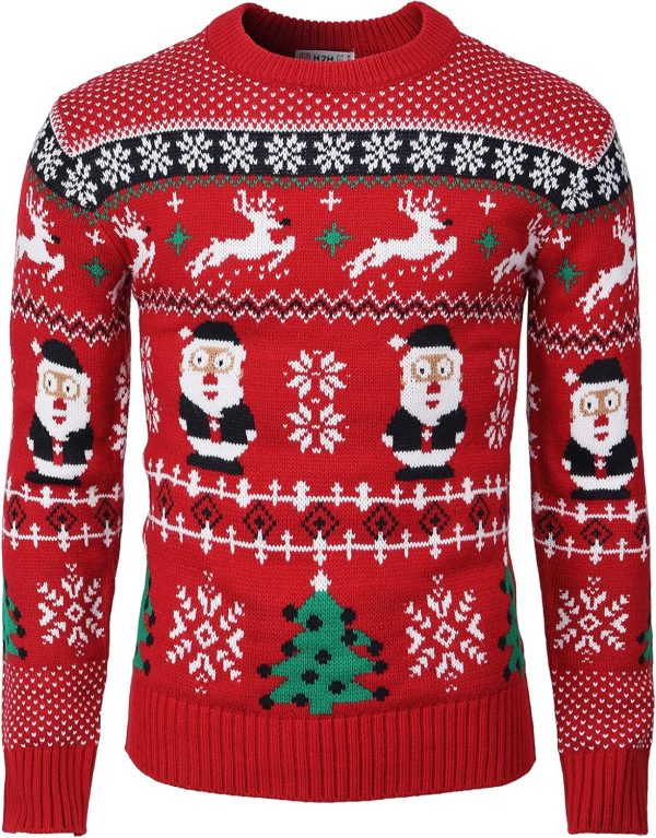 H2H Mens Casual Slim Fit Knitted Yarn Ugly Christmas Sweaters Holiday Party - Image 2