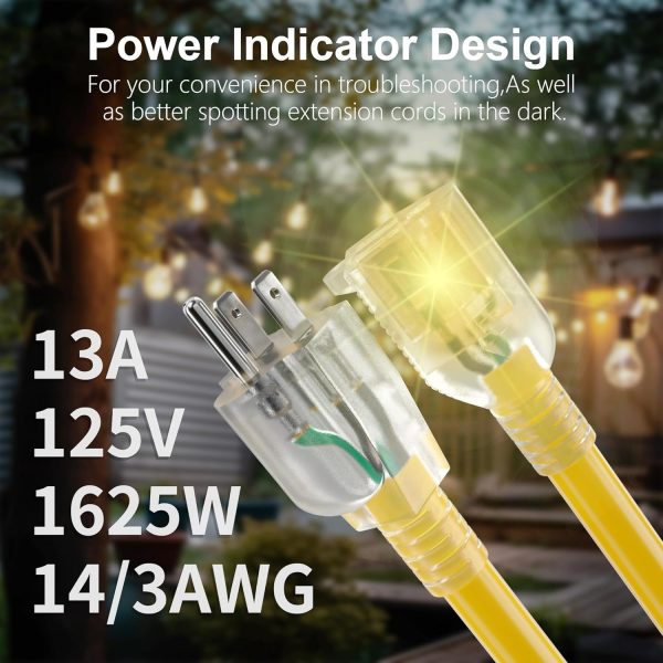 HUANCHAIN 75 ft 14/3 Gauge Heavy Duty Outdoor Extension Cord Waterproof - Image 2