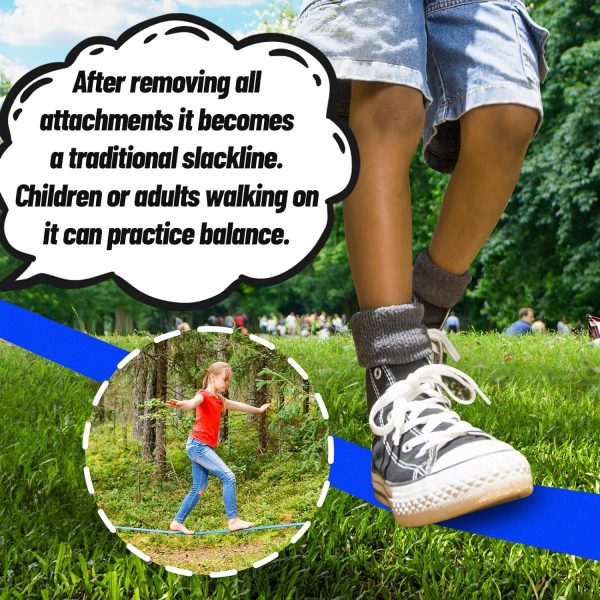 Ninja Warrior Obstacle Course for Kids Outside-Ninja Slackline 52ft with 11 - Image 4
