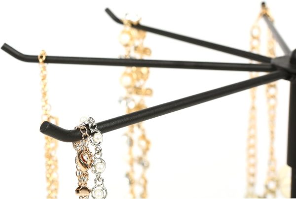 MyGift Black Metal Rotating Necklace and Bracelet Organizer Jewelry Stand - Image 4