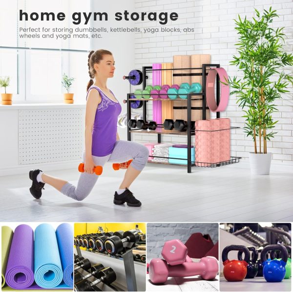 HOYRR Home Gym Storage, 3 Tier Home Gym Storage Rack, Weight Rack for Home - Image 3