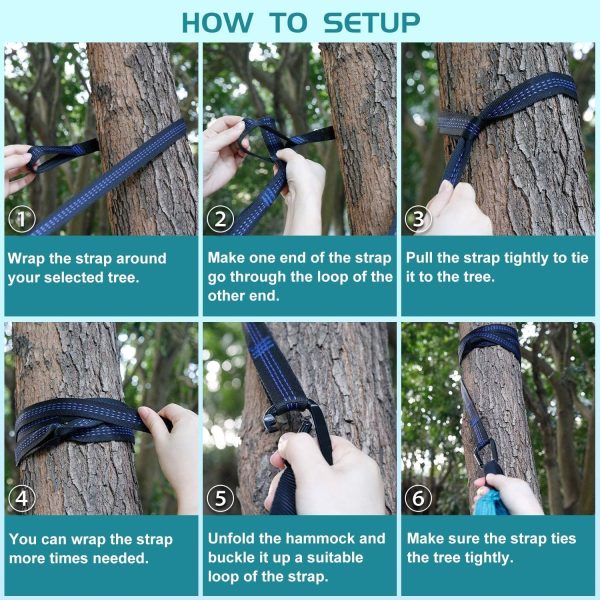Camping Hammock Portable Nylon Hammocks with Tree Straps Single - Image 3