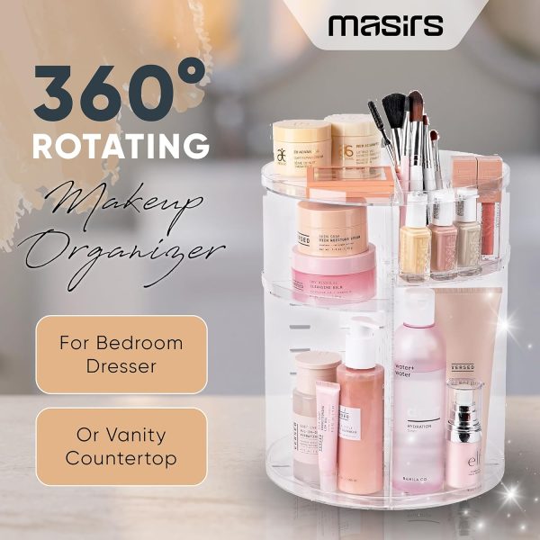 Masirs, Rotating Makeup Organizer - Adjustable Shelf Height and Fully - Image 2