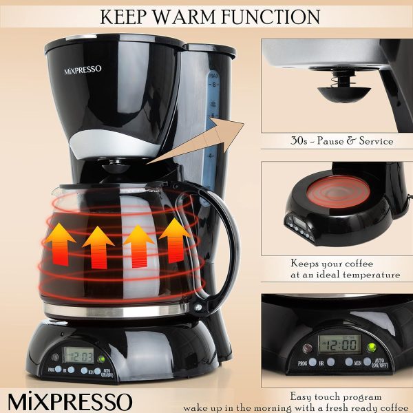 Mixpresso 8-Cup Drip Coffee Maker Programmable, Coffee Pot Machine - Image 4