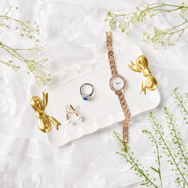 Bow Jewelry Tray Ceramic Trinket Dish for Rings Earrings Necklaces Bracelet - Image 3