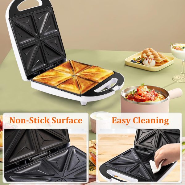 Pukomc Breakfast Sandwich Maker, 4-Slice Sandwich Press with Non-Stick - Image 2