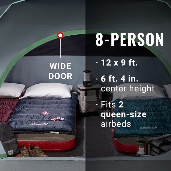 Coleman Skydome Tent with 5 Minute Setup, 2/4/6/8 Person Weatherproof Tent - Image 2