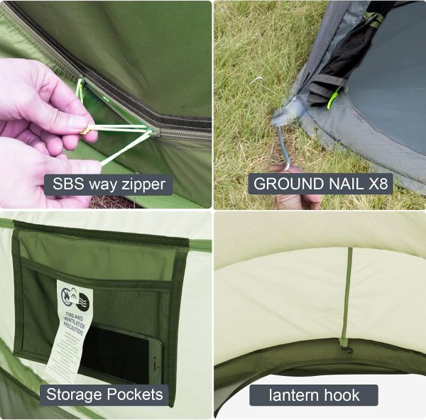 4 Person Easy Pop Up Tent Waterproof Automatic Setup 2 Doors-Instant Family - Image 5