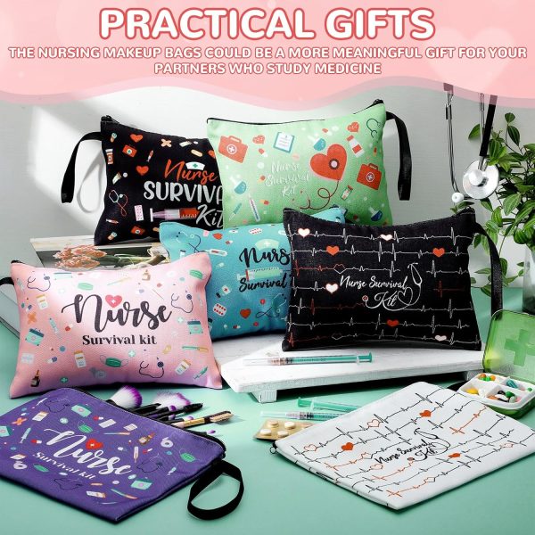 24 Pcs Nurse Gift Bulk for Women Nurse Canvas Cosmetic Bags Zipper Pouch - Image 4