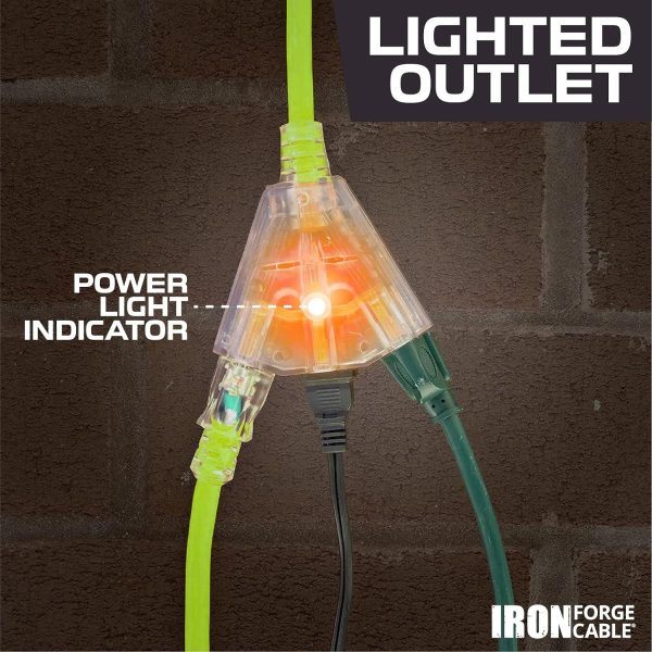 Iron Forge Cable 3 Outlet 10 Gauge Extension Cord 50 ft, 10/3 Heavy Duty - Image 4