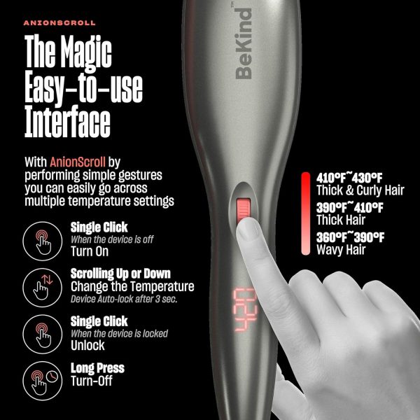 BeKind Anion 30-in-1 Hair Straightener Brush, Built in Upgraded Anion - Image 3