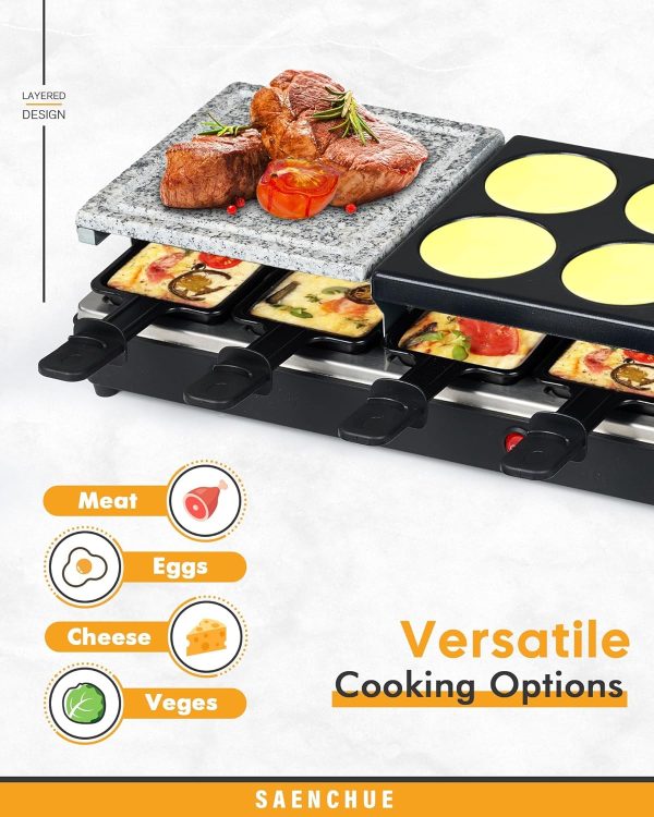 Raclette Table Grill - Indoor Electric Grill Griddle - Nonstick Extra Large - Image 3