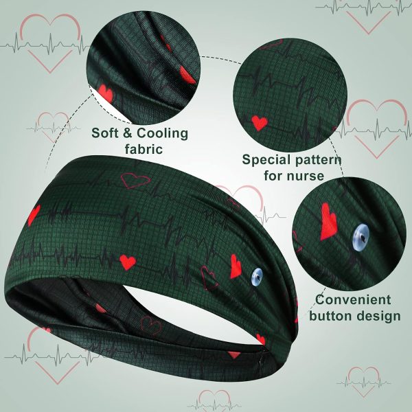 WILLBOND 8 Pieces Nursing Headbands with Buttons for Nurses Doctors Women - Image 3